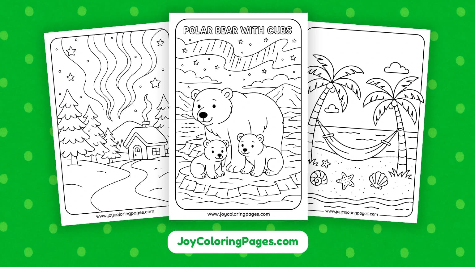 Nature coloring page preview with forest, animals, and flowers